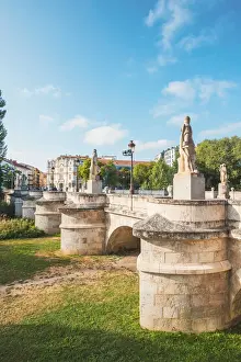 Spain, Castile and Leon, Burgos. The 13th-century the bridge (Puente) of San Pablo