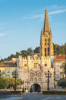 City Gate Prints: Spain, Castile and Leon, Burgos. The 14th-century city gate Arco de Santa Maraia