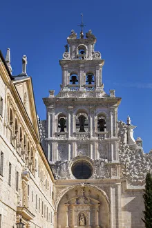 Spain, Castile and Leon, Burgos, La Vid, Architectural details of the facade of the Monastery
