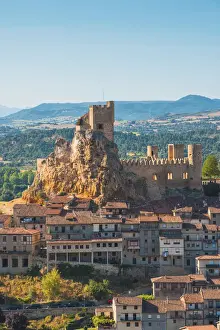 Spain, Castile and Leon, Frias. The 12th-century Frias castle overlooking the Ebro river