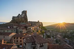 Spain, Castile and Leon, Frias. The 12th-century Frias castle overlooking the Ebro river