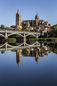 Images Dated 29th June 2022: Spain, Castile and Leon, Salamanca, View of the Cathedral from the Tormes river
