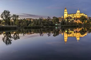 Images Dated 29th June 2022: Spain, Castile and Leon, Salamanca, View of the Cathedral from the Tormes river jetty