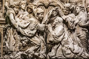 Images Dated 16th July 2020: Spain, Castilla-La Mancaha, Toledos Cathedral, Religious high-relief in the Chapel