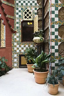 Images Dated 18th March 2022: Spain, Catalonia, Barcelona, Casa Vicens, Detail of the west facade of the house