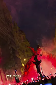Images Dated 16th May 2022: Spain, Catalonia, Barcelona, Gothic district, The Correfoc parade in Via Laietana during La Merce