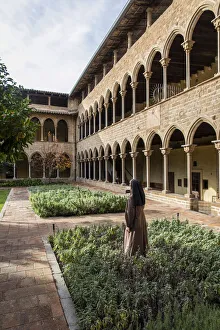 Images Dated 20th January 2021: Spain, Catalonia, Barcelona, Pedralbes Monastery, An enclosed nun in the cloister
