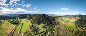 Girona Prints: Spain, Catalonia, Olot, Elevated view of the Croscat volcano