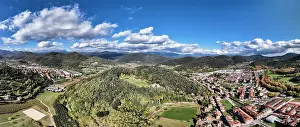 Crater Prints: Spain, Catalonia, Olot, Elevated view of La Garrinada volcano