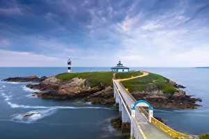 Galicia Prints: Spain, Galicia, Cantabrian coast, Ribadeo, Illa Plancha lighthouse