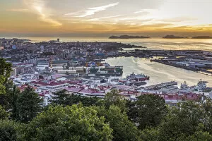 Spain, Galicia, Vigo, The Port of Bouzas from the Mirador do Castro