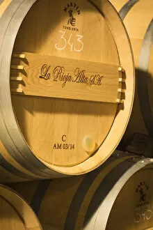 Images Dated 23rd June 2015: Spain, La Rioja, Haro. Storage barrels at La Rioja Alta, a traditional Rioja winery