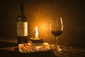 Rioja Prints: Spain, La Rioja, Haro. Wine and Jamon Iberico in the caves at Bodegas Roda