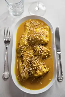 Gastronomy Prints: Spain, Madrid, Casa Ciriaco, A plate of chicken in pepitoria