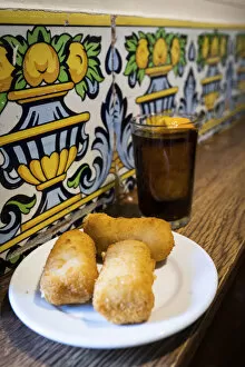 Images Dated 31st May 2022: Spain, Madrid, Casa Labra restaurant, Cod croquettes