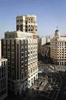 Images Dated 31st May 2022: Spain, Madrid, Gran Via, View from the terrace of Hotel Room Mate Macarena