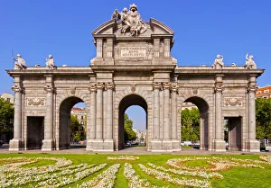 Spain, Madrid, Plaza de la Independencia, Neo-classical triumphal Archway The Puerta