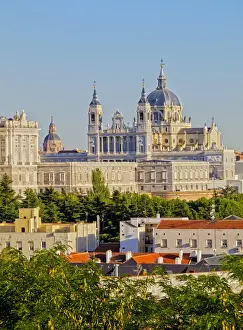 Spain, Madrid, View of the Cathedral of Saint Mary the Royal of La Almudena