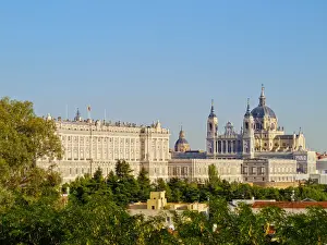 Spain, Madrid, View of the Cathedral of Saint Mary the Royal of La Almudena