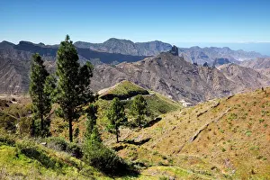 Tejeda Prints: Spectacular mountain scenery and Roque Bentayga with Tejeda town in Central Gran Canaria