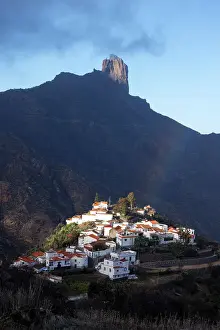 Tejeda Prints: Spectacular mountain scenery and Roque Bentayga with Tejeda town in Central Gran Canaria