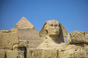 Cairo Prints: Sphinx and Pyramid of Khafre (Chephren), Pyramids of Giza, Giza, Cairo, Egypt