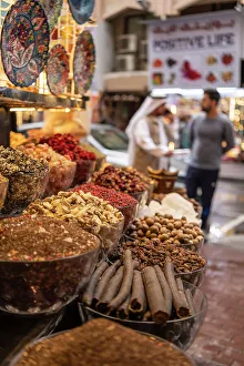 Spices on display in the Spice Souk, Deira, Dubai, United Arab Emirates