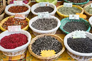 Marketplace Prints: Spices for sale at a French farmers market on Place des Precheurs