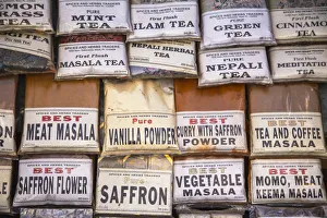 Stall Gallery: Spices and teas for sale in Asan Tole, Kathmandu, Nepal