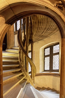 Spiral Prints: Spiral staircase in the Alsatian museum, Strasbourg, Alsace, Bas-Rhin, France