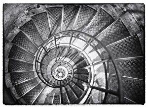 Staircase Prints: A spiral staircase inside Arc de Triomphe, Paris, France