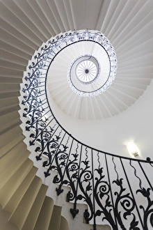 Spiral staircase, The Queens House, Greenwich, London, UK