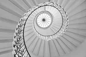 A spiral staircase in the Queens House, Greenwich, London, England