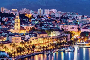 Croatia Prints: Split, Dalmatien, Riva Sea Promenade, Harbour, City View Croatia