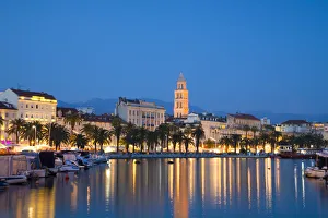 Split Harbour with Cathedral of Saint Domnius, Split, Dalmatian Coast, Croatia, Europe