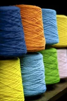 Images Dated 10th December 2012: Spools Of Dyed Aplaca Yarn, Alpaca Wool Factory, El Alto, Bolivia