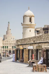 Images Dated 5th April 2019: Sprial mosque of the Qatar Islamic Centre and Souk Waqif Doha, Qatar
