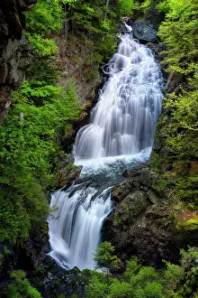 White Mountain Region Prints: Spring at Crystal Cascade waterfall, Jackson, New Hampshire, USA