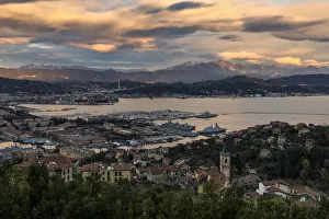 Spring sunset at Volastra, Cinque Terre, municipality of Riomaggiore, La Spezia province