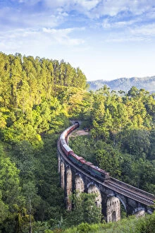 Images Dated 20th June 2018: Sri Lanka, Ella, Train on Nine Arches bridge