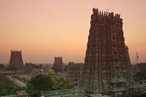 Sri Meenakshi Temple, sunset, Madurai, Tamil Nadu, India