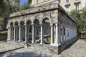 St Andrew cloister ruins, Garden near Christopher Columbus house, Genoa, Liguria, Italy