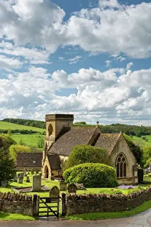 Gloucestershire Prints: St Barnabas Church in the picturesques Cotswolds village of Snowshill