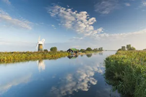 Thurne Prints: St. Benets Mill Reflecting in River Thurne, Norfolk, England