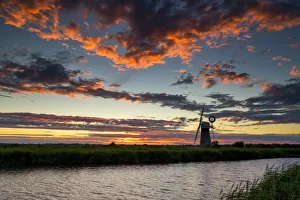St. Benets Mill at Sunset, Norfolk Broads National Park, Norfolk, England
