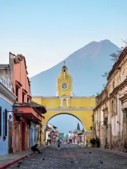 Volcanoes Prints: St. Catalina's Arch and Agua Volcano at sunrise