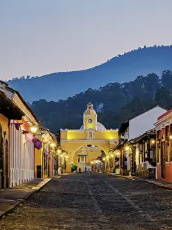 Archway Prints: St. Catalina's Arch at dawn, Antigua Guatemala, Sacatepequez Department, Guatemala