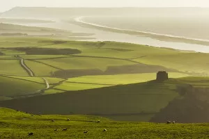 Abbotsbury Gallery: St. Catherines Chapel with the Fleet and Chesil Beach, Dorset, England