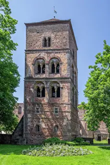 Cloister Prints: St. Catherine's Tower of the Abbey Ruins, Bad Hersfeld, Hesse, Germany