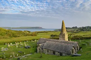 Mavic Prints: St Enodoc Church near the Camel Estuary in North Cornwall, England. Spring (April) 2019